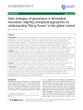 báo cáo khoa học: "State strategies of governance in biomedical innovation: aligning conceptual approaches for understanding ‘Rising Powers’ in the global context"