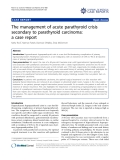 Báo cáo y học: "The management of acute parathyroid crisis secondary to parathyroid carcinoma: a case report"