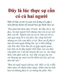 Đây là lúc thực sự cần có cả hai người