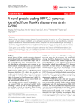 Báo cáo y học: "  A novel protein-coding ORF72.2 gene was identified from Marek’s disease virus strain CVI988"