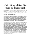 Coi chừng nhiễm độc thận do kháng sinh