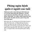 Phòng ngừa bệnh quên ở người cao tuổi