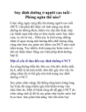 Suy dinh dưỡng ở người cao tuổi Phòng ngừa thế nào?