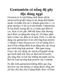 Gentamicin có nồng độ gây độc đáng ngại