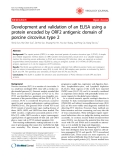 Báo cáo y học: "Development and validation of an ELISA using a protein encoded by ORF2 antigenic domain of porcine circovirus type 2"