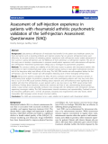 báo cáo khoa học:"  Assessment of self-injection experience in patients with rheumatoid arthritis: psychometric validation of the Self-Injection Assessment Questionnaire (SIAQ)"