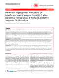 Báo cáo y học: "Prediction of prognostic biomarkers for Interferon-based therapy to Hepatitis C Virus patients: a metaanalysis of the NS5A protein in subtypes 1a, 1b, and 3a"