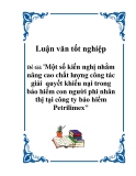 Luận văn tốt nghiệp: 'Một số kiến nghị nhằm nâng cao chất lượng công tác giải  quyết khiếu nại trong bảo hiểm con người phi nhân thọ tại công ty bảo hiểm Petrilimex"