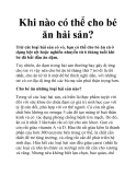 Khi nào có thể cho bé ăn hải sản?