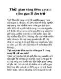 Thời gian vàng tiêm vaccin viêm gan B cho trẻ