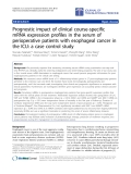 Báo cáo hóa học: "Prognostic impact of clinical course-specific mRNA expression profiles in the serum of perioperative patients with esophageal cancer in the ICU: a case control study"