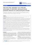 Báo cáo hóa học: "Anti-viral state segregates two molecular phenotypes of pancreatic adenocarcinoma: potential relevance for adenoviral gene therapy"