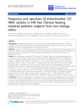 Báo cáo hóa học: " Frequency and spectrum of mitochondrial 12S rRNA variants in 440 Han Chinese hearing impaired pediatric subjects from two otology clinics"