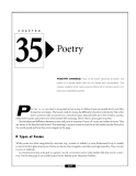 C H A P T E R

35
P
Types of Poems

Poetry
POETRY SHARES many of the same elements as fiction, but