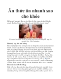 Ăn thức ăn nhanh sao cho khỏe