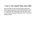 Lưu ý cho người đau nửa đầu