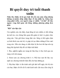 Bí quyết duy trì tuổi thanh xuân