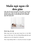 Muốn ngủ ngon rất đơn giản