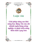 Luận văn: Giải pháp nâng cao khả năng huy động vốn của chi nhánh ngân hàng nông nghiệp và phát triển nông thôn tỉnh Lạng Sơn