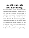 Lao cột sống chữa khỏi được không?