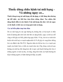 Thuốc dùng chữa bệnh tai mũi họng Và những nguy cơ...