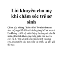 Lời khuyên cho mẹ khi chăm sóc trẻ sơ sinh