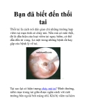 Bạn đã biết đến thối tai