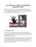 Các đường lây truyền và cách phòng tránh HIV/AIDS
