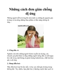 Những cách đơn giản chống dị ứng
