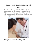 Phòng tránh bệnh Rubella như thế nào?