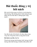 Bài thuốc đông y trị hôi nách