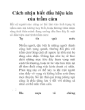 Cách nhận biết dấu hiệu kín của trầm cảm