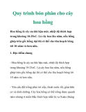 Quy trình bón phân cho cây hoa hồng