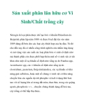 Sản xuất phân lân hữu cơ Vi Sinh/Chất trồng cây