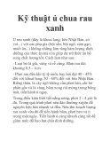 Kỹ thuật ủ chua rau xanh