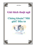 Giải thích thuật ngữ: Chứng khoán? Môi giới? Đầu tư