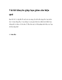 Vài lời khuyên giúp bạn giảm cân hiệu quả