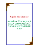 Nghiên cứu khoa học " NGHIÊN CỨU CHỌN VÀ NHÂN GIỐNG QUẾ CÓ NĂNG SUẤT TINH DẦU CAO  "