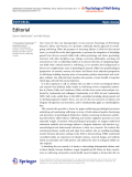 Báo cáo hóa học: " Our vision for this new SpringerOpen Access journal, Psychology of Well-Being: Research, Theory and Practice, is to promote a distinctly eclectic approach to investigating well-being. When the prospect of "