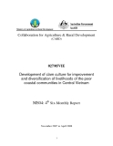 Project Progress Report:" Development of clam culture for improvement and diversification of livelihoods of the poor coastal communities in Central Vietnam - MS04 "