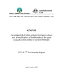 Cooperation programs and agricultural rural developmen:Development of clam culture for improvement and diversification of livelihoods of the poor coastal communities in Central Vietnam - MS10 "