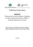 Project Progress Report:" Technical and economic feasibility of applying the Better Management Practices (BMP) to household aquaculture in Vietnam " MS3