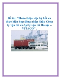 Đề tài: Hoàn thiện việc ký kết và thực hiện hợp đồng nhập khẩu Công ty vận tải và đại lý vận tải Hà nội – VITACO