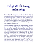 Để gà đẻ tốt trong mùa nóng