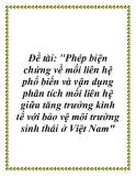 Tiểu luận : Phép biện chứng về mối liên hệ phổ biến và vận dụng phân tích mối liên hệ giữa tăng trưởng kinh tế với bảo vệ môi trường sinh thái ở Việt Nam