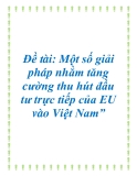 Đề tài: Một số giải pháp nhằm tăng cường thu hút đầu tư trực tiếp của EU vào Việt Nam”.