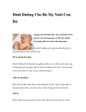 Dinh Dưỡng Cho Bà Mẹ Nuôi Con Bú