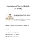 Dinh Dưỡng Và Vitamin Cần Thiết Cho Thai Kỳ
