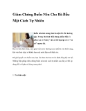 Giảm Chứng Buồn Nôn Cho Các Bà Bầu Một Cách Tự Nhiên