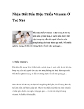 Nhận Biết Dấu Hiệu Thiếu Vitamin Ở Trẻ Nhỏ